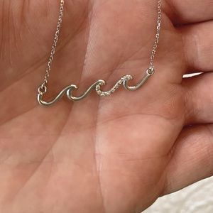 Wave Necklace, white gold with diamonds